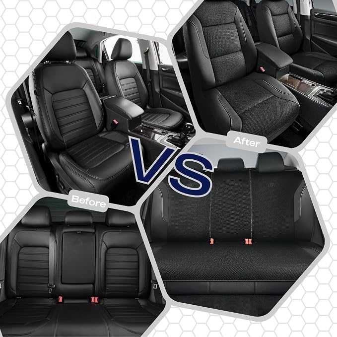 Skechers Memory Foam Car Seat Covers, Air Cool Mesh Thick Seat Covers, Airbag Compatible Car Seat Cover, Automotive Comfort Protection for Most Cars,Vans,Trucks, SUVs,Black - Image 7