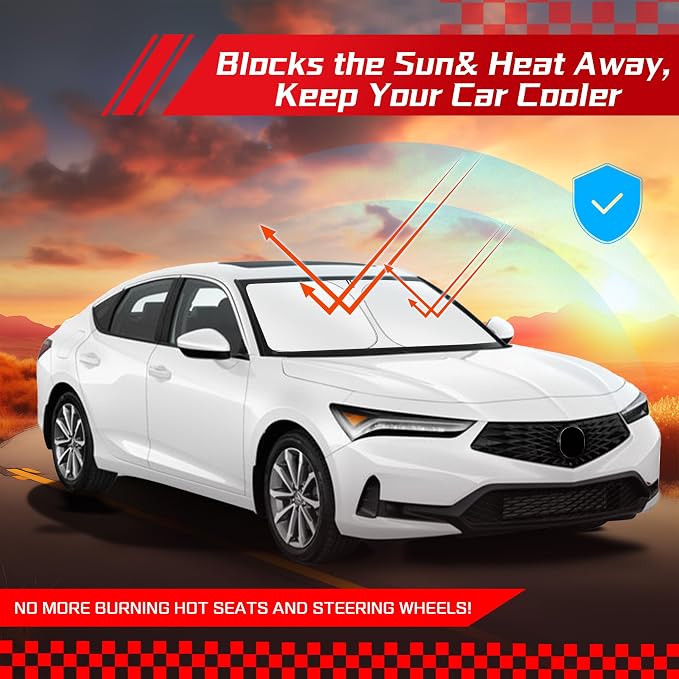 ARISMOTOR Windshield Sun Shade for Acura Integra 2023-2026 2027 | Custom Fit, Foldable Front Window Sunshade Sun Visor Protector, Block UV Rays Keep Your Car Cooler - Image 7