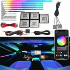 Dreamcolor Acrylic Interior Car LED Strip Light, RGB 10 in 1 Fiber Optic Ambient Lighting Kits, 16 Million Colors Sound Active Function Car Neon Lights with Wireless APP by UWDESY