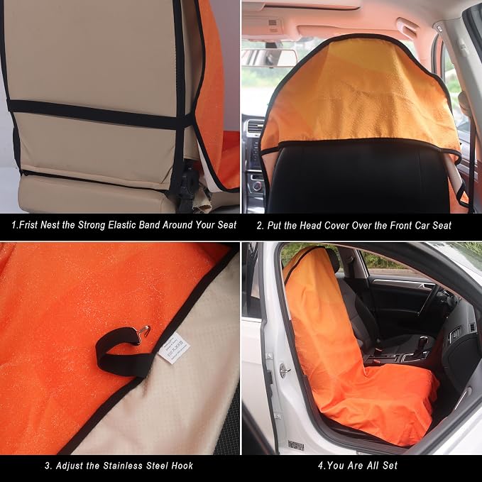 Car Seat Cover Protector Front Seats,for Gym Workout,Running,Swimming,Beach and Hiking,Waterproof Sweat Towel Bucket Seat Covers for Cars SUV Trucks (Orange, 1Pcs) - Image 4