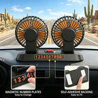 24V Dual Head Car Fan for SUV Truck RV, 2-Speed 360° Rotate | Cigarette Lighter Powered，Dual-head independent 360° rotation，2-speed turbo airflow，24V universal compatibility - Image 4