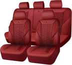 CAR PASS 3D Foam Mesh Leather Seat Covers Full Set, Wine Red Breathable Mesh Faux Leather Seat Covers for Car, Universal Fit for SUVs Vans Sedan Trucks Automotive,Armrest Airbag Compatible, Burgundy by CARPASS