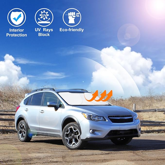 Windshield Sun Shade for 2013-2017 Subaru Crosstrek Accessories | Full covered for windshield, Foldable & Durable, Block UV Rays, Reduce Heat, Easy to install, Keep Car Cooler - Image 6