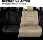 IKABEVEM for Chevy Colorado Seat Covers 2015-2025 2026 5 Seats Full Set | Luxury Waterproof Faux Leather Pickup Seat Protectors Fit Chevrolet WT LT Custom Trail Boss Z71 ZR2,Beige - Image 5
