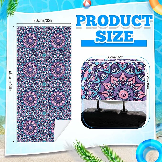 Hahafelt 2 Pack Car Seat Towel Cover with Storage Bag, Retro Kaleidoscope | 63 x 32 in Car Towel Seat Cover Non Slip Waterproof, Gym Workout Swimming Running, Machine Washable Sweat Absorbent Protector - Image 2