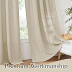 RYB HOME Linen Textured Semi Sheer Curtains Half Privacy Light Glare Filtering Breezy Airy Window Decor for Bedroom Bathroom Living Room, Beige, W 34 x L 63 inch, 2 Panels - Image 5