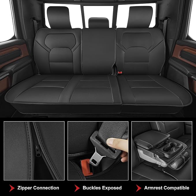 TTX LIGHTING Custom Fit Ram 1500/2500/3500 Front Seat Covers 2012-2026 | Heavy Duty Protection with Original Seat Pattern Waterproof Faux Leather Custom Fit Design for Truck Interiors - Image 6