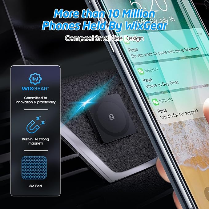 for MagSafe Car Mount, Phone Holders for Your Car & Magnetic Phone Holder for Car, Stick-On Design for Dashboard, Wall, Gym & Office, Universal Car Phone Holder with 1 Metal Plate - Image 6