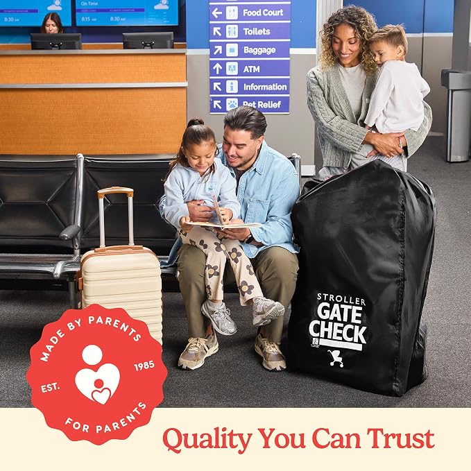 J.L. Childress Gate Check Travel Bag for Single & Double Strollers, Black | AirTag compatible Gate Check Bag keeps strollers clean, protected & easy to identify when airport gate checking - Image 8