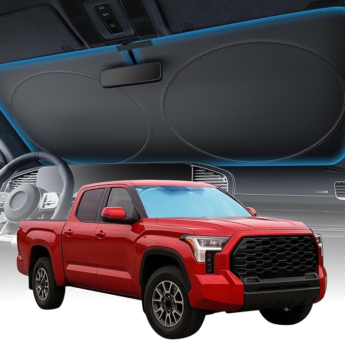 2026 Upgraded Zanch Windshield Sun Shade for Truck, SUV, Sedan, 64''x34'' | UV Protection & Heat Reduction, Light-Blocking, Heavy-Duty, Easy to Store&Setup, Keep Interiors Cool, Sun Shield for Parking by Zanch
