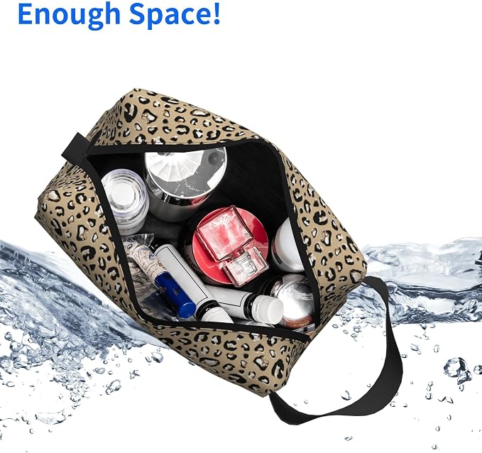 Leopard Print Makeup Bag - Durable 600D Oxford Fabric Travel Cosmetic Bag, Shockproof Foam Padded Toiletry Organizer for Gym & Daily Use 10x6.2x4.9 Inch - Image 5