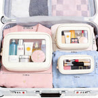 3-Piece Travel Clear Makeup Bag Set, Small Large Clear Cosemetic Bag with Makeup Brush Bag Waterproof Makeup Pouch with Zipper Toiletry Bags For Traveling Car Accessories for Women (White Set) - Image 7