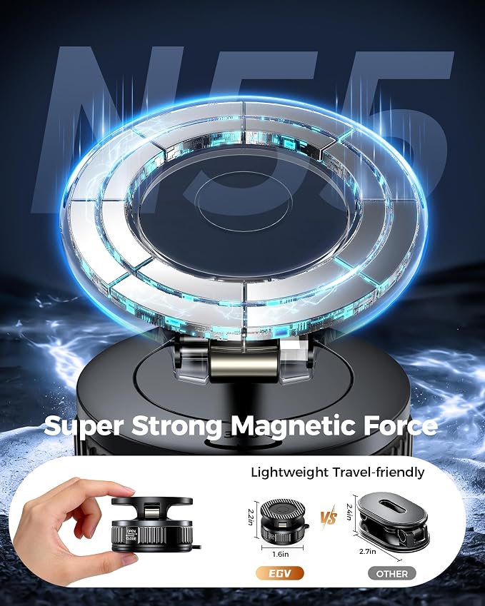 Car Phone Holder for Magsafe – [Carbon Fiber] Phone Mount for Car [Super Strong Magnetic, 360° Adjustable, 108LBS Vacuum Suction] Phone Holders for Your Car, Car Accessories for iPhone 17–12 Series | Super strong magnetic, 108LBS vacuum suction, Compat... - Image 3
