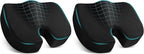 Office/Car Seat Cushion, Non-Slip Sciatica & Back Coccyx Tailbone Pain Relief Chair Pad, Memory Foam Butt Pillow for Computer Desk, Wheelchair, Driving (Black) (Pack of 2) by TushGuardSeatCushonsPillows