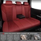 CAR PASS 3D Foam Mesh Leather Seat Covers Full Set, Wine Red Breathable Mesh Faux Leather Seat Covers for Car, Universal Fit for SUVs Vans Sedan Trucks Automotive,Armrest Airbag Compatible, Burgundy - Image 4