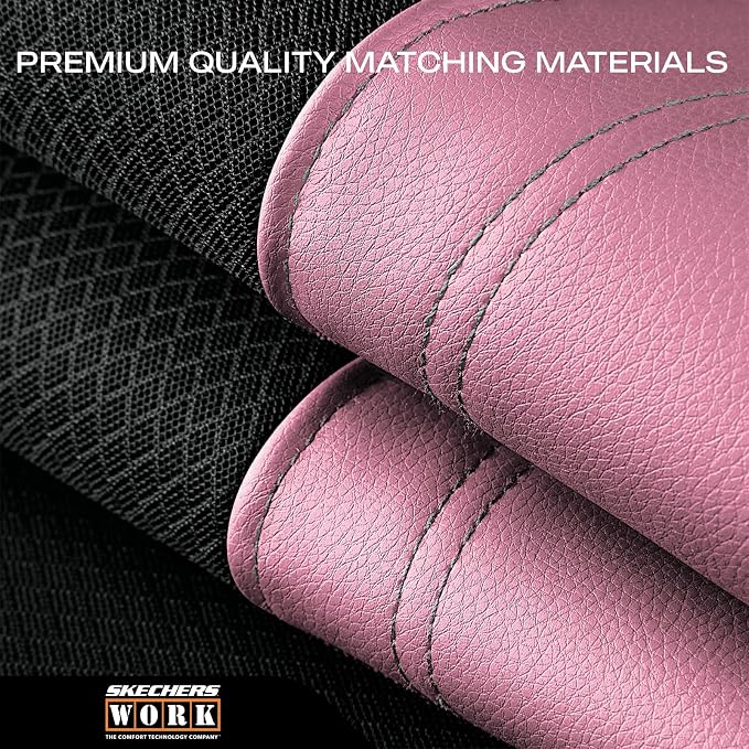 Skechers Work Seat Covers, Leather Car Seat Covers 5-Times Stronger Built-in Webbing, Oxford Fabric Seat Cover Full Sets, Airbag Compatible, Automotive Comfort for Cars, Trucks, SUVs,Pink - Image 5