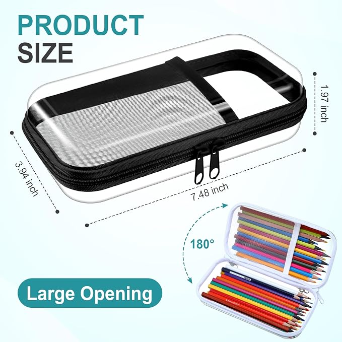 Sanwuta 4 Pcs Clear Hard Shell Zipper Case Plastic Case, Black and White - Image 2