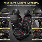IKABEVEM Car Seat Covers Fit for Mazda 3 2007-2019: Luxury Leather Automotive Front Seat Covers, Car Seat Protector(2PCS Front, Black&Redline) - Image 2