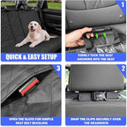 Yonktoo Dog Car Seat Cover for Back Seat, 60/40 Split Bench | 61" Wide • Water-Resistant Oxford • Non-Slip • Black • Full-Size SUVs, Pickups & Large MPVs - Image 6