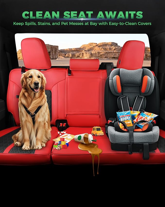 RIDEPOSH Custom Fit Seat Covers for Silverado/Sierra 1500 2019-2026 CrewCab | Fits 2500/3500HD 2020-2026, with Rear Armrest/Seatback Storage, Faux leather, Protective, Scratch-resistant, Easy-clean - Image 7