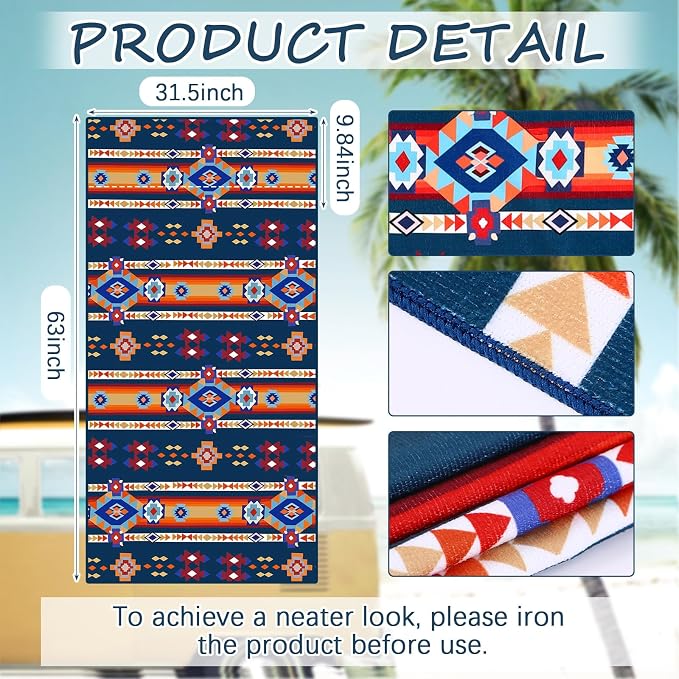 Hahafelt 2 Pack Car Seat Towel Covers Athletic Running Towel Performance Microfiber Post Workout Sweat Washable Cover Non Slip for Seat Outdoor Sport (Aztec) - Image 2