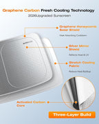 Windshield Sun Shade for Tesla Model 3/Y 2014-2026, Foldable, Car Accessory | Graphene Activated Carbon, Odor-Absorbing, UV and Heat Blocking, Storage Bag Included, Helps Keep the Parked Interior Cooler - Image 4