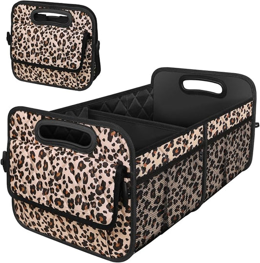 Deosk Trunk Organizer for SUV, Car Organizers and Storage with Reinforced Handles, Car Accessories for Women/Men - Large, Leopard Print by Deosk