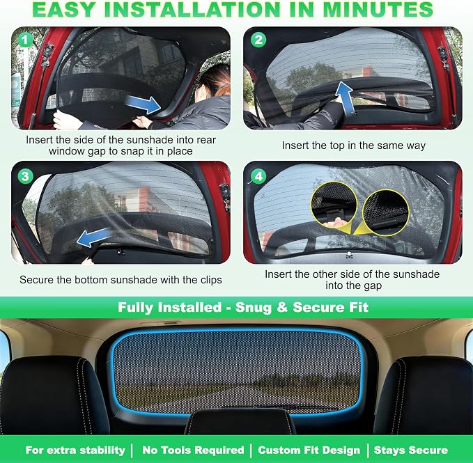 RAV4 Window Shades 2019-2024, Rear Window Mesh, 1PC | Custom Fit Window Shades, Breathable Mesh Blocks UV Rays, Reduces Heat & Glare, Creates Comfort for Babies & Rear Passengers - Image 6