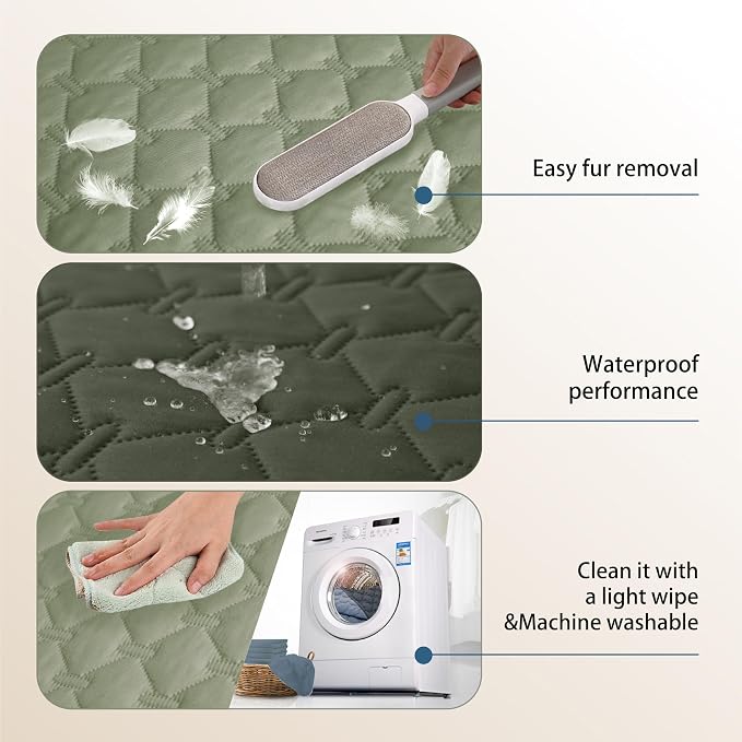 gogobunny Waterproof Dog Blanket, Couch Covers for Sofa, Reusable Pee Pads | Wear Resistant, Leakproof Sofa Cover for Pets, Anti-Pilling, Hypoallergenic, Machine Washable, 30x90 Inch Dark/Light Olive - Image 6