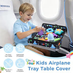 COOLBEBE Airplane Tray Table Cover, Foldable Travel Tray Cover | for Toddlers 1-3, Universal Fit for Airplane, Car Seat, High Chair, Machine Washable, Portable, Black Dinosaur - Image 8