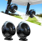 2-Pack Magnetic Golf Cart Fan with Misting & Light | Portable, for golf cart, workshop, camping & BBQ, fits Club Car, Yamaha & EZGO, gift set for golfers & DIYers by Katgogoo
