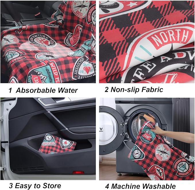 Car Seat Towel Covers Front Seats for Yoga,Gym,Workout,Sports,Running and Camping,Automotive Cute Washable Sweat Towels Seat Protector Cover Blanket for Cars Golf Trucks (Red Cowboy, 1Pcs) - Image 5
