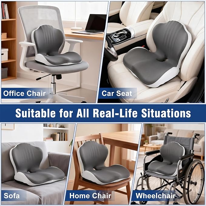 Car Seat Cushion Office Chair Cushion with Lumbar Support Pillow | Ergonomic Seat Cushion for Relieve Sciatica & Tailbone Pain, Ideal for Car Driving Truck Office Chairs Wheelchairs Home Use - Image 7
