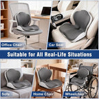 Car Seat Cushion Office Chair Cushion with Lumbar Support Pillow | Ergonomic Seat Cushion for Relieve Sciatica & Tailbone Pain, Ideal for Car Driving Truck Office Chairs Wheelchairs Home Use - Image 7