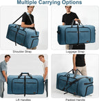 120L Foldable Waterproof Travel Duffel Bag for Men and Women with Shoe Compartment (Light Blue, EXTRA LARGE, 120L) - Image 6