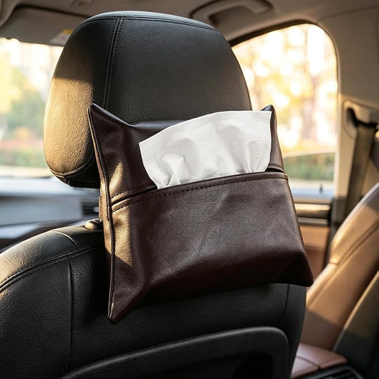 1 PC Car Tissue Holder, Soft-Leather Car Napkin Holder for Seat Back Armrest, Easy Access While Driving, Universal for Most Cars, Trucks, SUVs (Brown #2) by Unknown