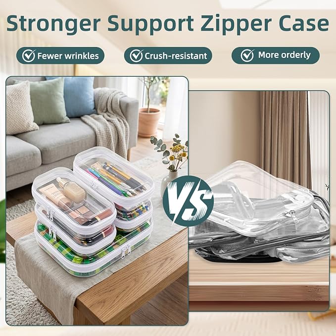 Clear Hard Shell Zipper Cases (5 Packs), Plastic Hard Sided Zippers Pouches Clear Hardshell Pencil Case For Storage, Diaper Bag Organizer Bliss Bins 4*Small/1*Medium - Image 6