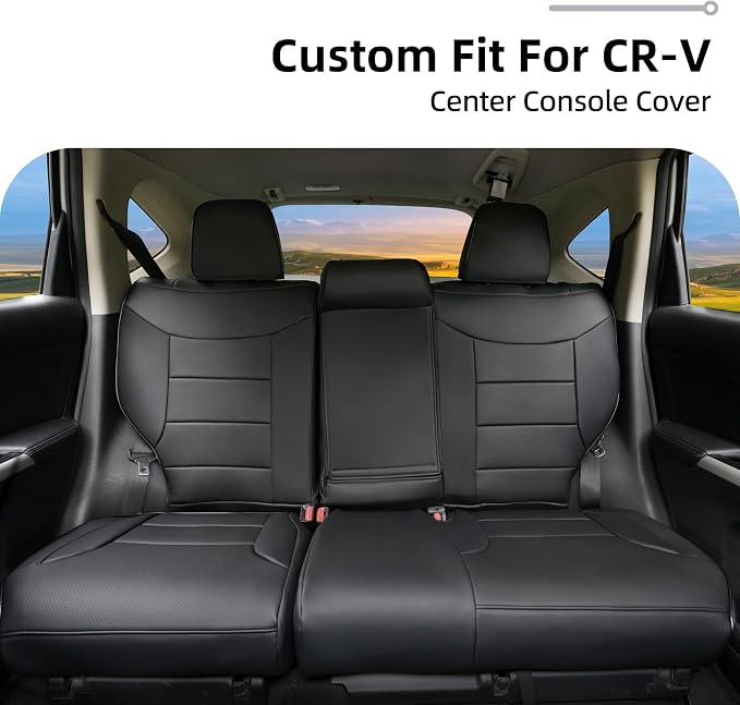 Lolcar CRV Seat Covers Custom Fit for Honda CRV 2015 2016 Full Set Car Seat Cover for SUV, Leather Truck Seat Protectors,Faux Leather (Black) - Image 4