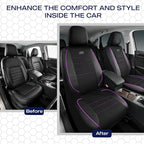 Skechers Air-Cooled Memory Foam Seat Covers,Mesh Thick Car Seat Covers,Piping Leather Car Seat Covers Front Seats,Airbag Compatible,Automotive Comfort Universal FitMost Cars,Vans,Truck,SUV,Purple - Image 6