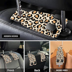 Car Seat Headrest Hook, Universal Leather Cute Hanger Holder Hook, Storage Organizer Interior Accessories for Purse Bags Handbag Luxury Yellow Leopard - Image 3