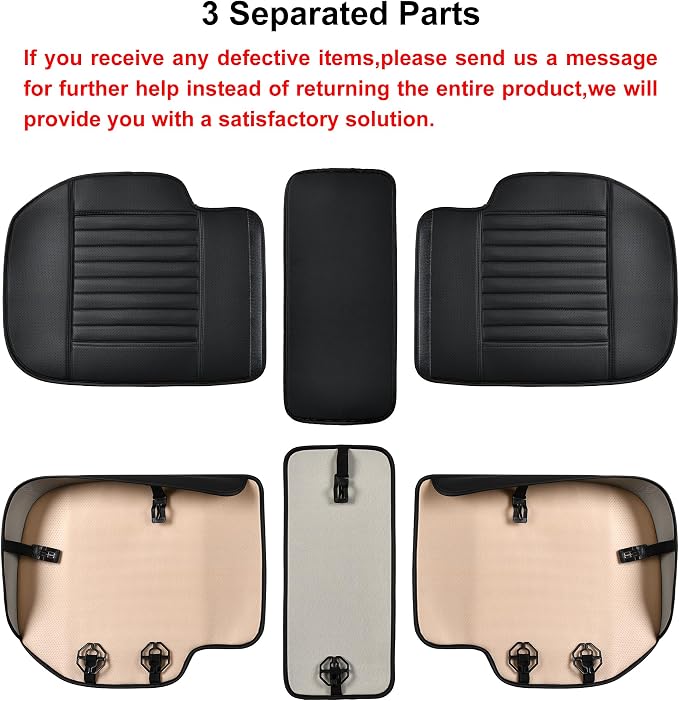 Back Seat Covers, Rear Seat Cushions, Auto Bench Protector with Breathable PU Leather and Non-Slip Bottom Universal for 4 Season (Black, 61" x 20. 5") - Image 5