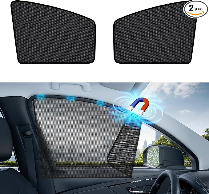 Aokway Car Side Window Sunshades, Driver Car Window Screen Mesh, Universal Fit for Camping and UV Protection (Black, Front Side 2pcs) by aokway