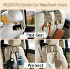 Car Hooks for Headrest: 2Pack Car Headrest Hook with Premium Leopard Leather - Double Metal Hooks - Purse Hook For Car - Car Headrest Hooks - Car Hooks for Purses, Handbags, Bags - Leopard - Image 7
