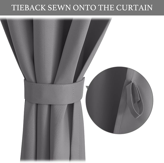 NICETOWN Grey Blackout Curtains 63 Inches Long for Living Room, 1 Piece | Portable Window Shade Self Sticky Adjustable Drapes for Bedroom Thermal Insulated Short Curtains for Cabinet, 52" x 63" - Image 3
