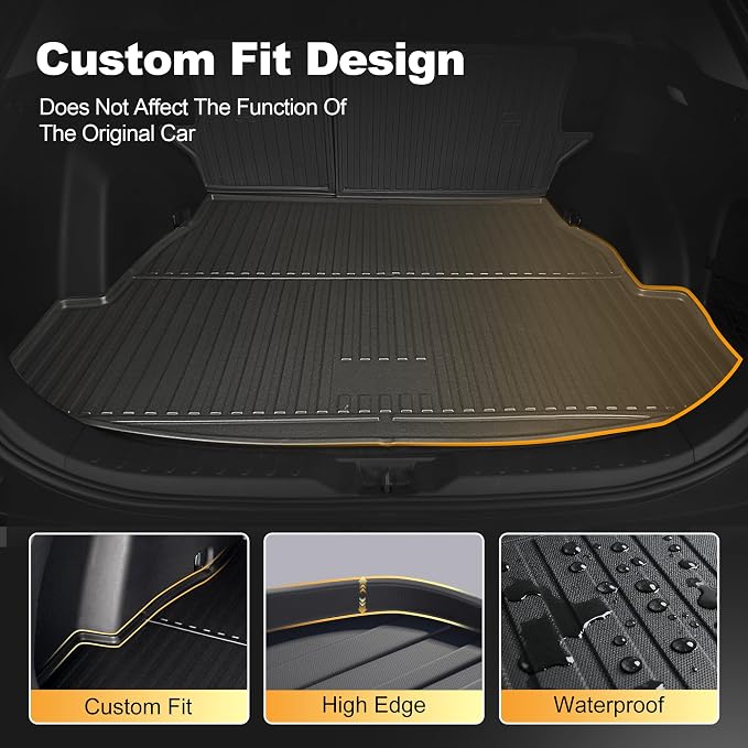 AOMSAZTO Floor Mats for Toyota Rav4 2019-2025 Hybrid & Venza 2021-2025 | Custom Fit Floor Liners & Cargo Liner with Seatback Mat All-weather Easy to Clean Heavy Duty Waterproof Trunk Mat - Image 3
