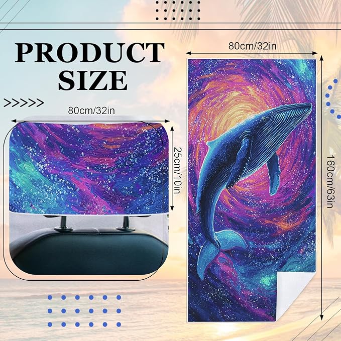 2 Pack Car Towel Seat Covers with Storage Bag, Multifunctional Towel for Gym Outdoor Sport, Picnic, Beach, Pet Dog Travel,Non-Slip Washable Car Seat Protector (Starry Whale) - Image 5