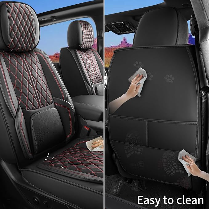 Car Seat Cover Custom Fit for Dodge Ram 1500 2500 3500 2002-2026 Faux Leather Seat Cover Set Compatible with Crew Quad Regular Cab Pickup Truck Cushions (Black & Blue, Front Seat) - Image 6