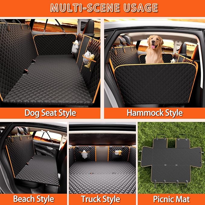 Back Seat Extender for Dogs - Large Space, Heavy-Duty Dog Car Seat Cover for Back Seat with Hard Bottom Holds 420lbs, Waterproof 600D Upgraded Material Dog Hammock - Image 5