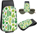 Leather Magnetic Sunglass Holder for Car Sun Visor, Cute Eyeglass Ticket Card Hanger Clip, Universal Auto Interior Accessories for SUV Pickup Truck, Cactus Pattern by Unknown