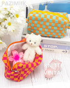 Checkered Makeup Bag for Purse, Small Travel Cosmetic Pouch,Red Orange | Cute Zipper Makeup Organizer for Women, Travel Essentials, Toiletries, Makeup Brushes, Beauty Accessories&Bridesmaid Gifts - Image 6
